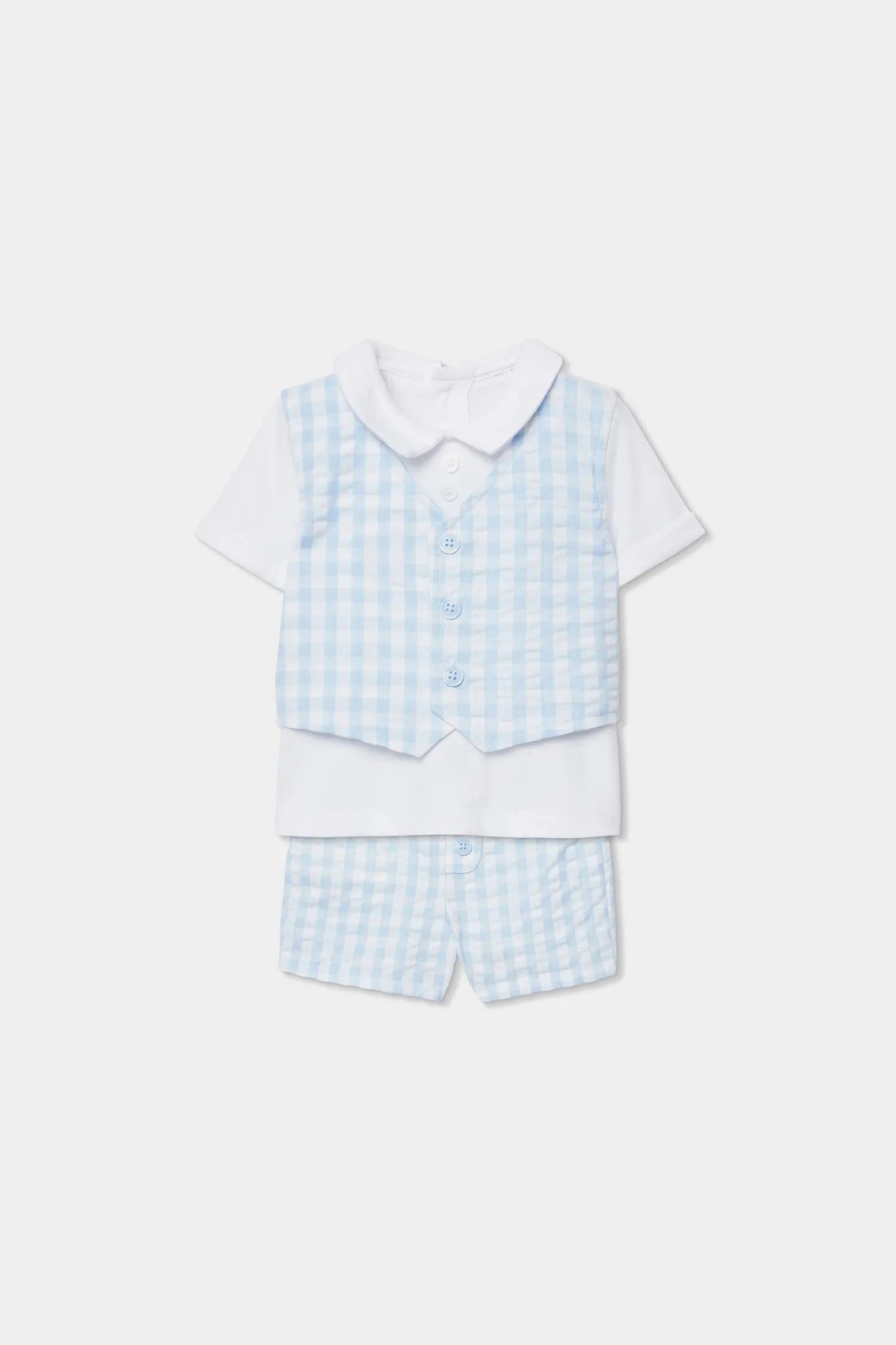 Conjunto Bermuda Cuadros Azul Boboli