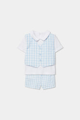 Conjunto Bermuda Cuadros Azul Boboli