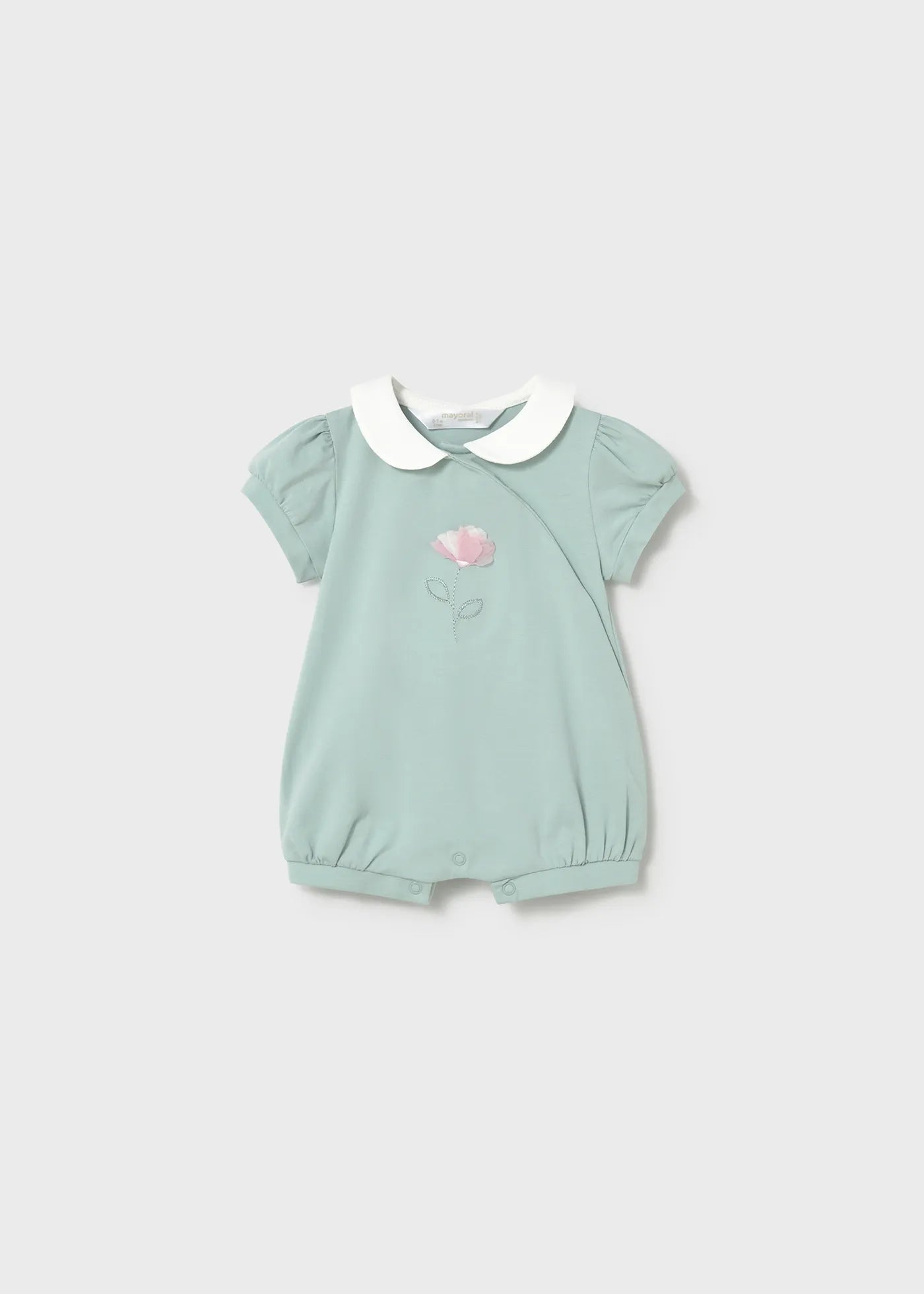 Pelele Cuello Bordado Flor Verde Mayoral