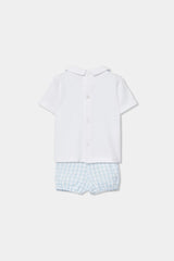 Conjunto Bermuda Cuadros Azul Boboli estilo