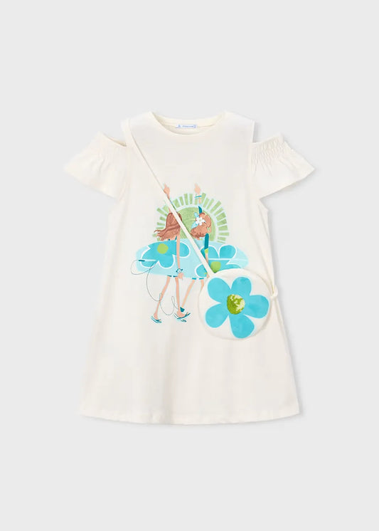 Vestido Estampado con Bolso Blanco Mayoral