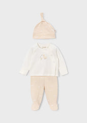 Conjunto Pantalón con Gorro Patos Beige Mayoral