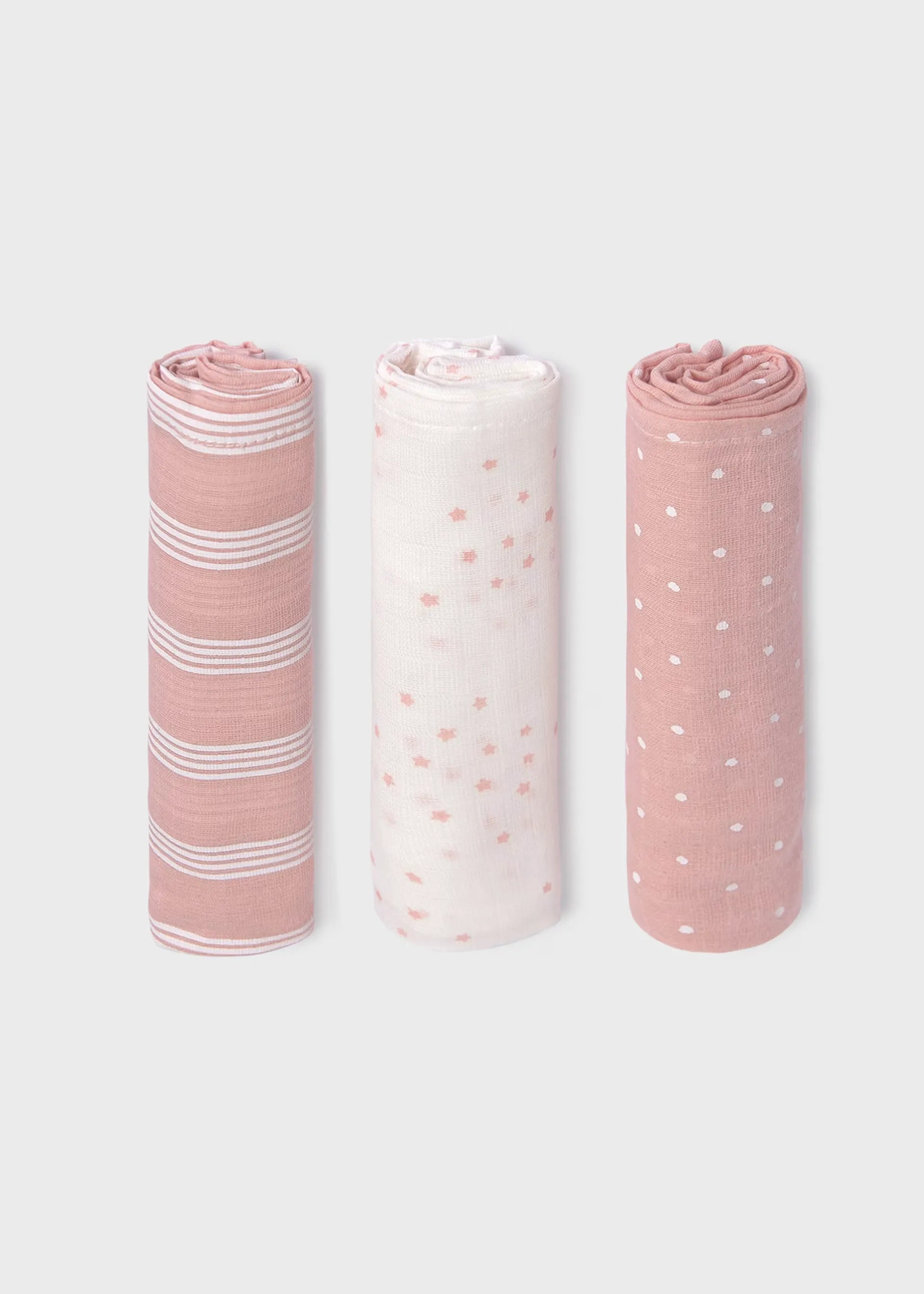 Set 3 Muselinas Gasa Rosa Estampado Mayoral