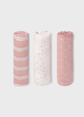 Set 3 Muselinas Gasa Rosa Estampado Mayoral
