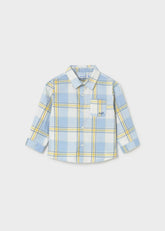 Camisa Manga Larga Cuadros Lluvia Combinada Azul Mayoral