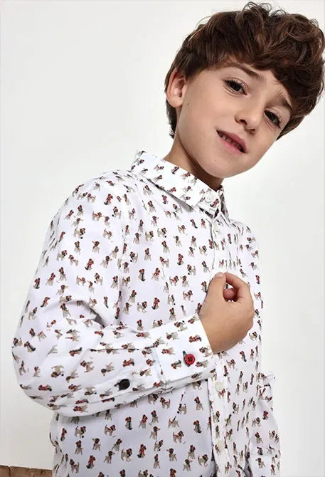 Camisa Manga Larga Estampado Dog Boboli modelo