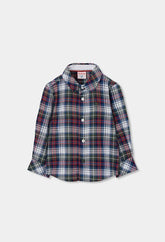Camisa Manga Larga Cuadros Azul y Rojo Boboli