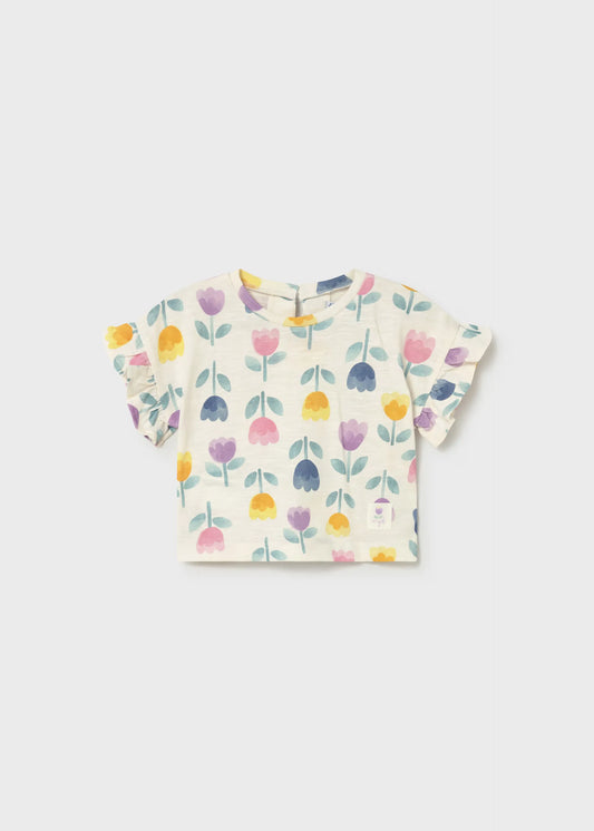 Blusa Estampado Flores Beige Lila Mayoral