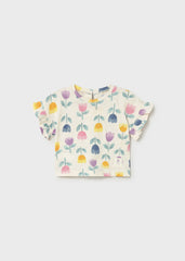 Blusa Estampado Flores Beige Lila Mayoral