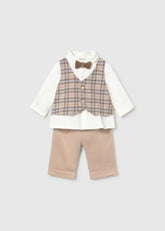 Conjunto Estilo Chaleco Cuadros Café Mayoral