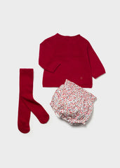 Conjunto 3 Piezas Manga Larga Flores Rojo Mayoral
