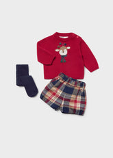 Conjunto 3 Piezas Bermuda Medias Cuadros Venado Rojo Mayoral