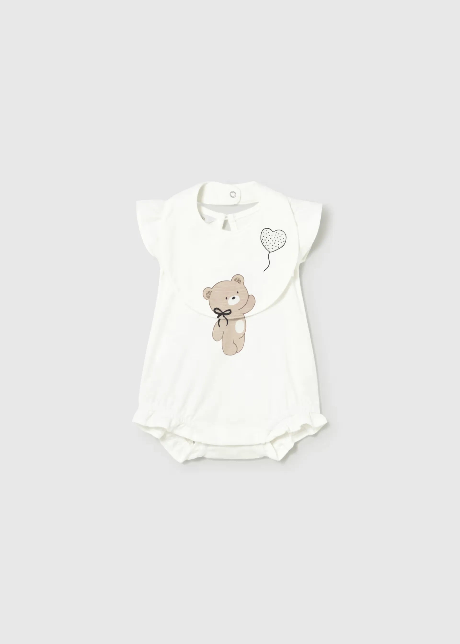 Pelele Estampado Oso con Babero Blanco Mayoral