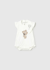Pelele Estampado Oso con Babero Blanco Mayoral