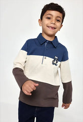 Polo Manga Larga Combinado Mapache Azul Boboli