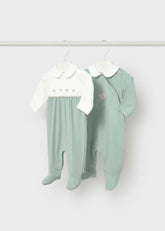 Set 2 Pijamas Bordado Flores Verde Mayoral