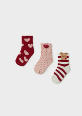 Set 3 Medias Corazones Rojo Mayoral