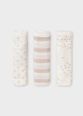 Set 3 Muselinas Gasa Blanco Estampado Mayoral