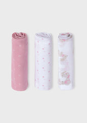 Set 3 Muselinas Conejo Rombos Rosa Mayoral