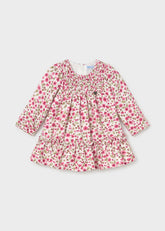 Vestido Terciopelo Estampado Flores Rosa Mayoral