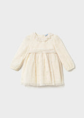 Vestido Tul Flores Crema Mayoral