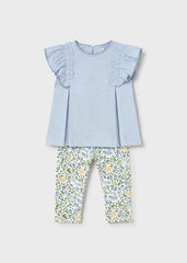 Conjunto Leggins y Blusa Estampado Flores Azul