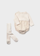 Body Combinado y Medias Puntos Beige Medias