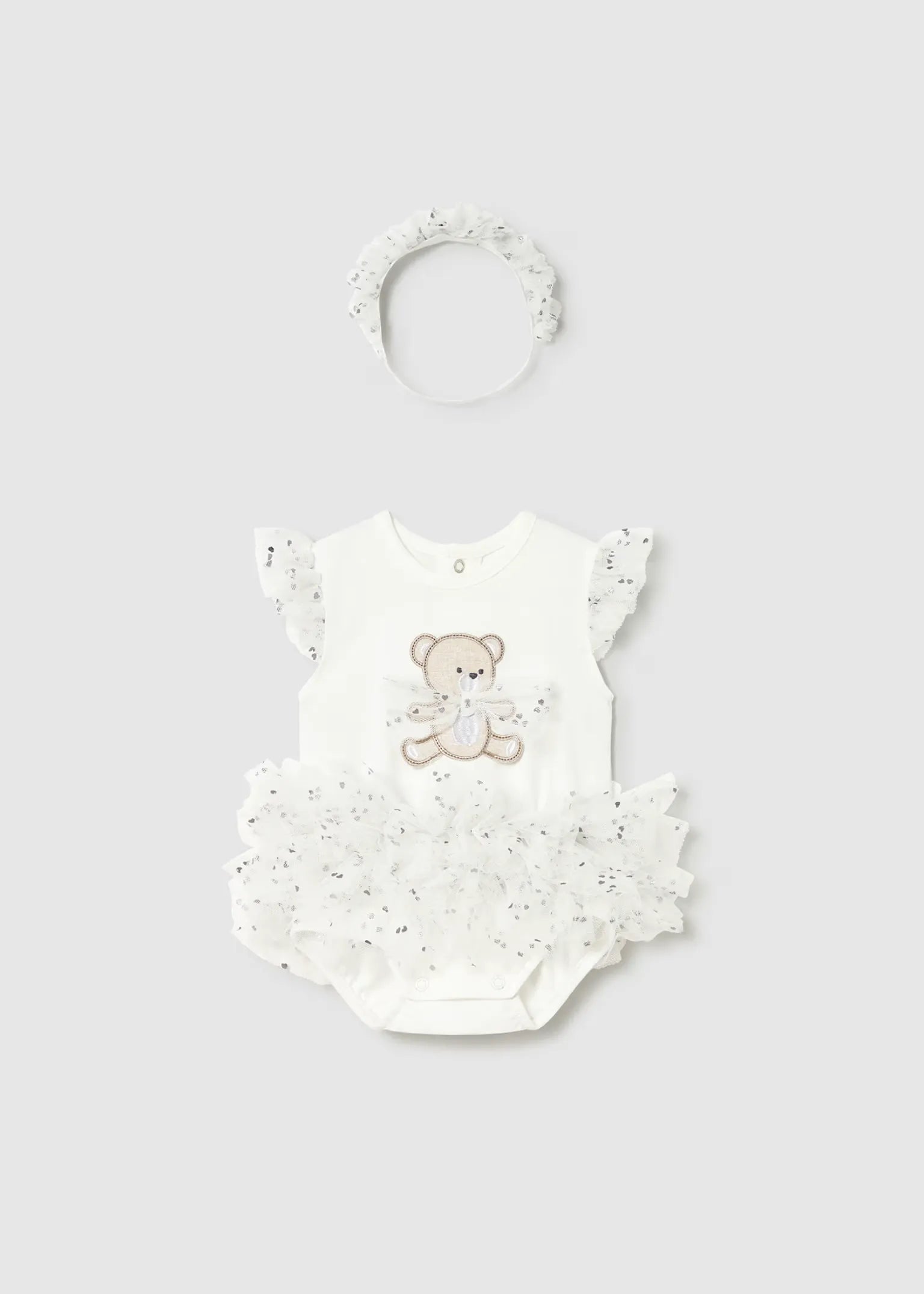 Body Bordado Oso Tutu Blanco Mayoral