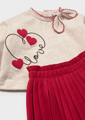 Conjunto Falda Plisada Corazon Rojo Mayoral Detalle