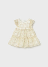 Vestido Ceremonia Tul Corazones Beige Mayoral