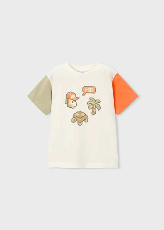 Camiseta Estampado Combinado Naranja Mayoral