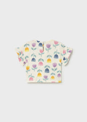 Blusa Estampado Flores Beige Lila Mayoral