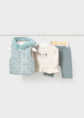 Conjunto 3 Piezas Chaleco Estampado Flores Azul Mayoral