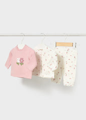 Conjunto 3 Piezas Manga Larga Estampado Flores Rosa Mayoral
