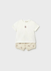 Conjunto Bermuda Estampado Osos Beige Mayoral