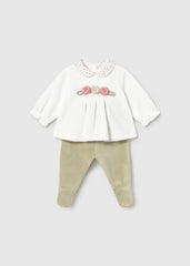Conjunto Pantalon Bordado Laurel Verde Mayoral Moda
