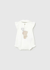 Pelele Estampado Oso con Babero Blanco Mayoral estilo