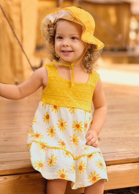 Vestido Combinado Margaritas Amarillo Mayoral modelo
