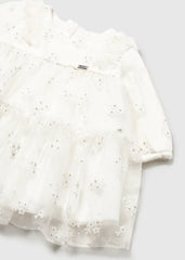 Vestido Tul Flores Blanco Mayoral Detalle