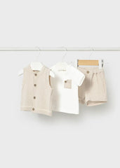 Conjunto 3 Piezas Chaleco Tejido Beige Mayoral