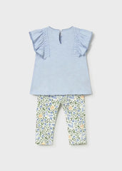Conjunto Leggins y Blusa Estampado Flores Azul