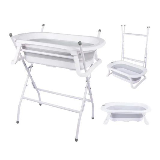 Bañera Plegable Con Soporte Alto Ocean Gris Bebebsit