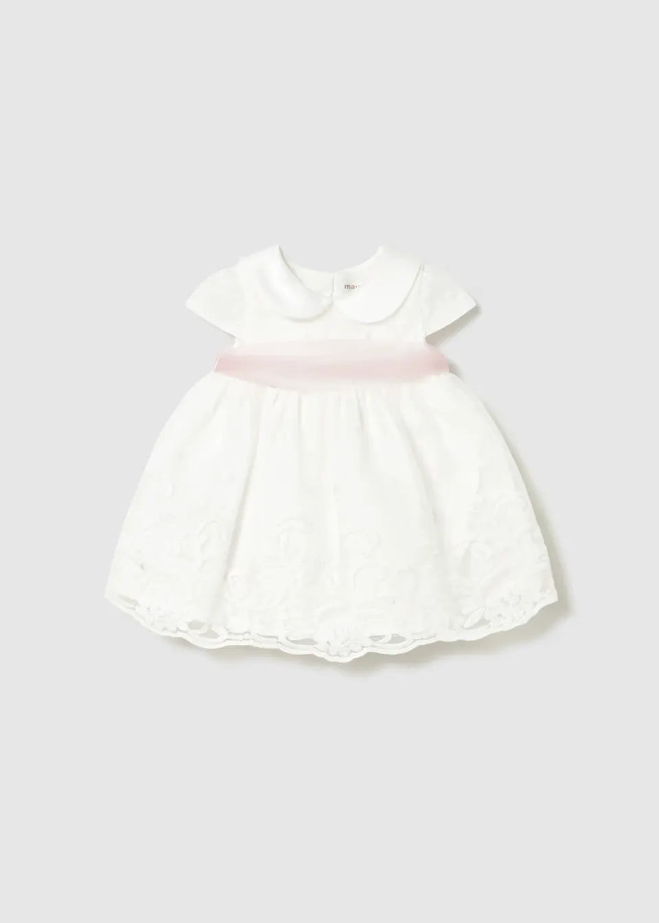 Vestido Ceremonia Cinturón Rosa Blanco Mayoral