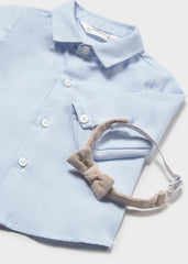 Camisa Manga Larga Corbatín Azul Celeste Mayoral Detalle