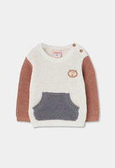 Saco Tejido Buho Combinado Café Boboli MODELO
