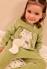 Pijama Enteriza Interactivo Bordado Zorro Verde Boboli niña