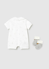 Set Pelele Estampado Patos Blanco Mayoral detalle