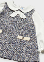 Vestido Combinado Tejido Azul Mayoral detalle