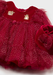 Vestido Tul Reno Brillo Rojo Mayoral Detalle