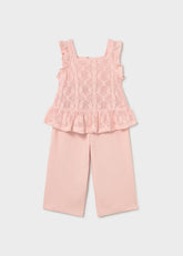 Conjunto Pantalón Blusa Crochet Rosa Mayoral